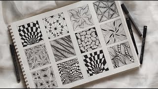 12 Zentangle patterns || 12 Doodle Patterns || Zentangle Patterns || Mandala Patterns