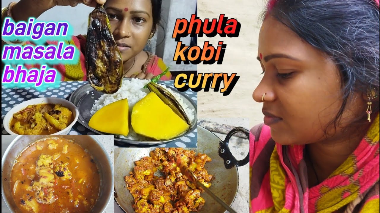 Eating show || phula kobi curry recipe // cauliflower curry // masala ...