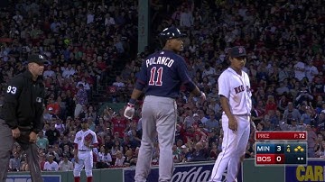 MIN@BOS: Polanco plates two on a double off the wall