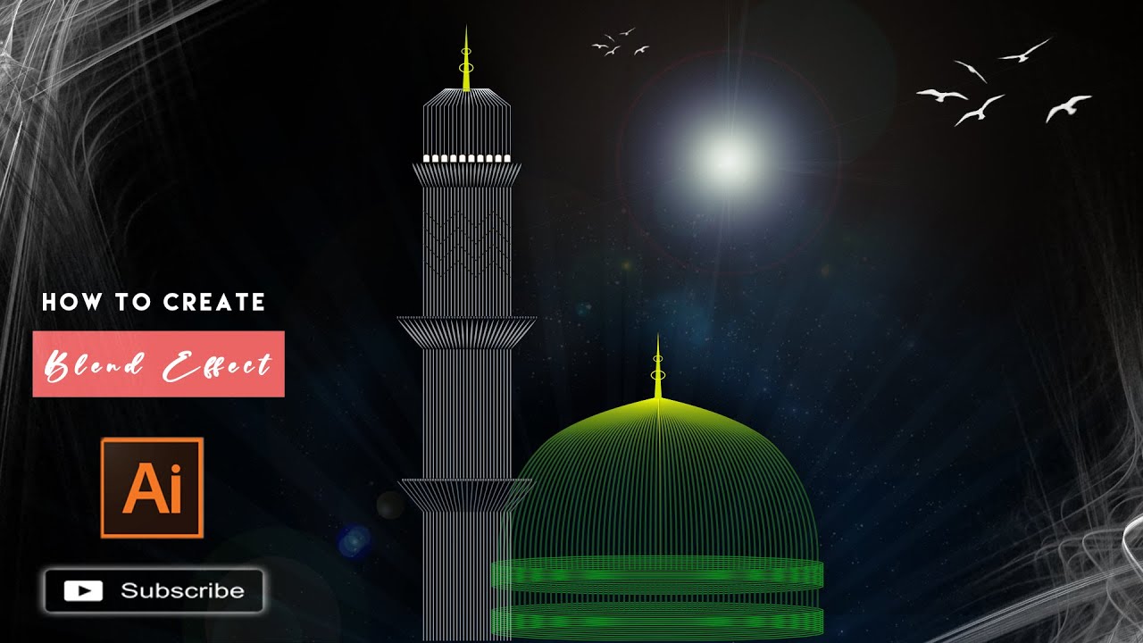 How to Create Madina in Illustrator I blend tool I Ramadan 2021 I Line Art I Memon Graphic Academy