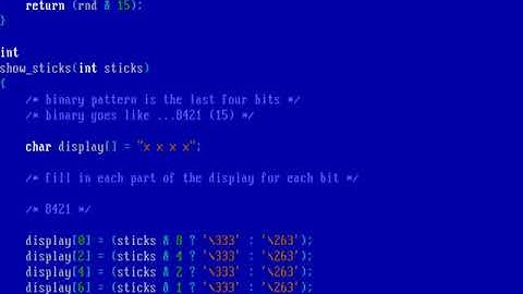 Writing FreeDOS programs in C (adding the game rules)
