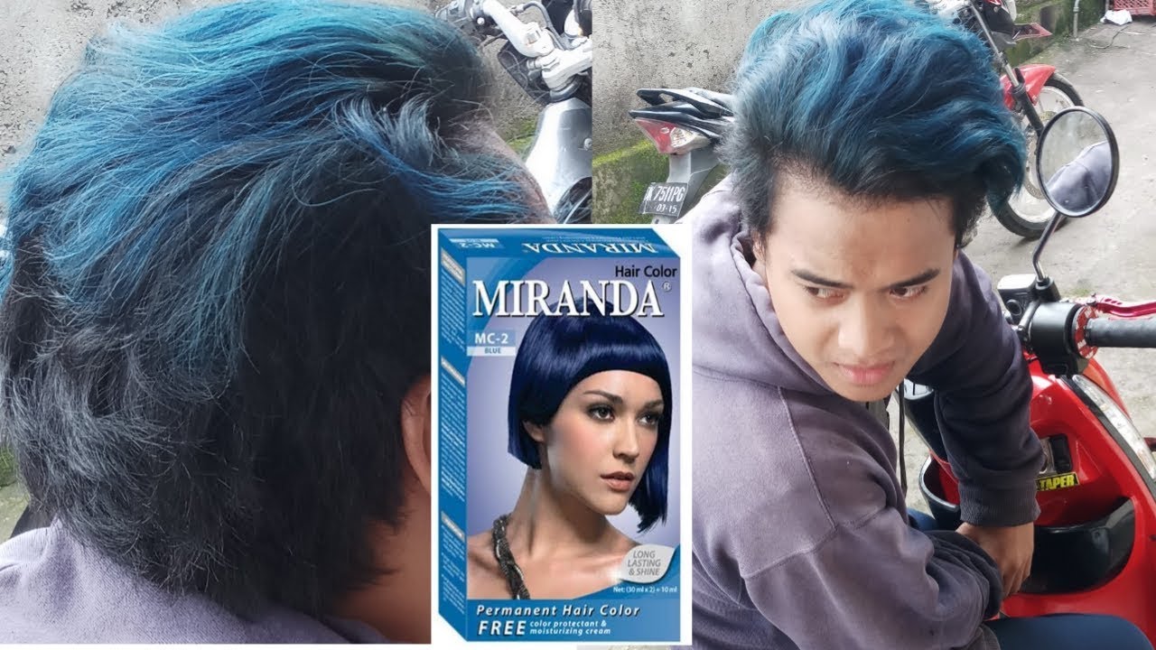 Cara Cat Rambut HighLight  Sendiri Blue hair Miranda 