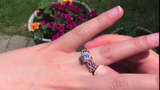 Round Infinity Halo Engagement Ring Bridal Set - TwoBirch ST-ENG-226-WG-E7J