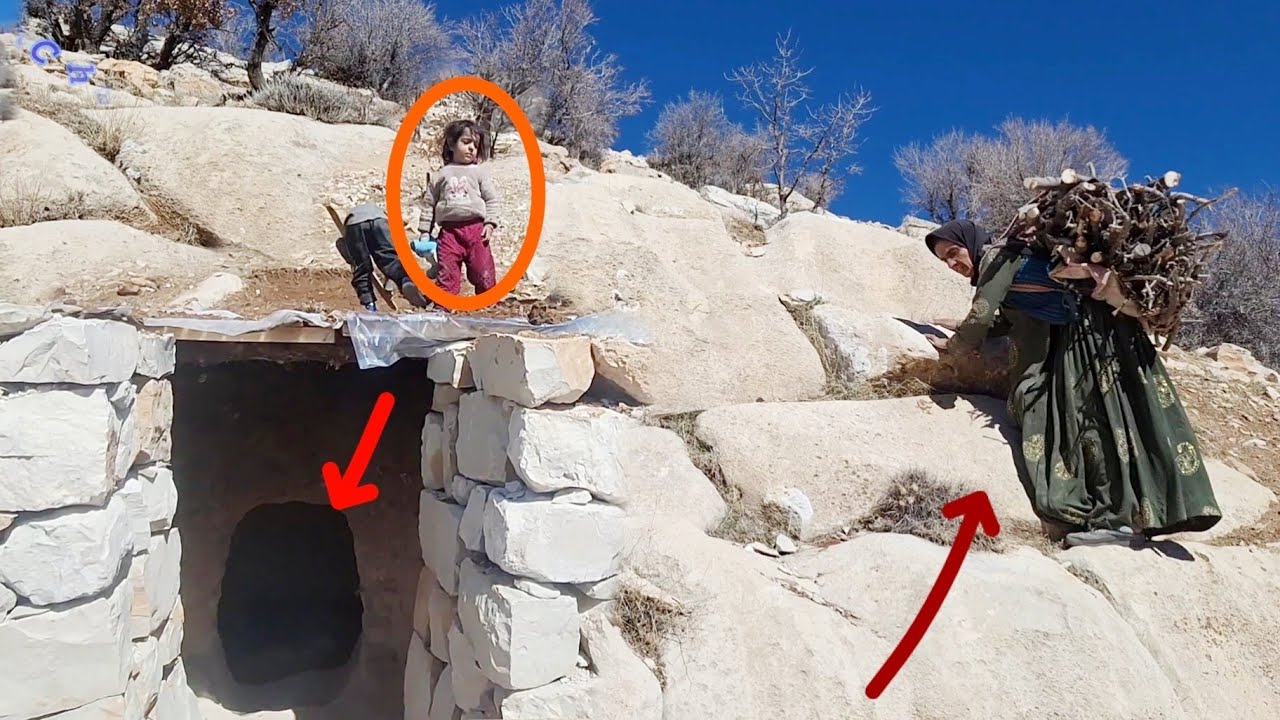 A widow's mother crossing difficult mountains with firewood to reach ...