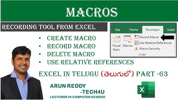 EXCEL IN TELUGU PART 63 - MACROS