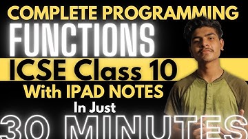 ICSE CLASS 10 FUNCTION PROGRAMMING | USER DEFINED METHODS | ICSE CLASS 10 PROGRAMMING | NOTES | ICSE