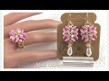 Swarovski 花型パーツを使ったピアスとリング/Earring & Ring with flower beads