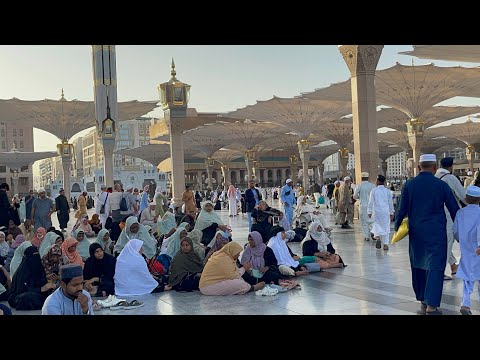 جولة في ساحات المسجد النبوي الشريف المدينة المنورة الحرمين الشريفين السعودية