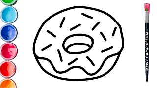Cute Donut Drawing, Coloring & Painting For Kids & Toddlers How To Draw Step By Step