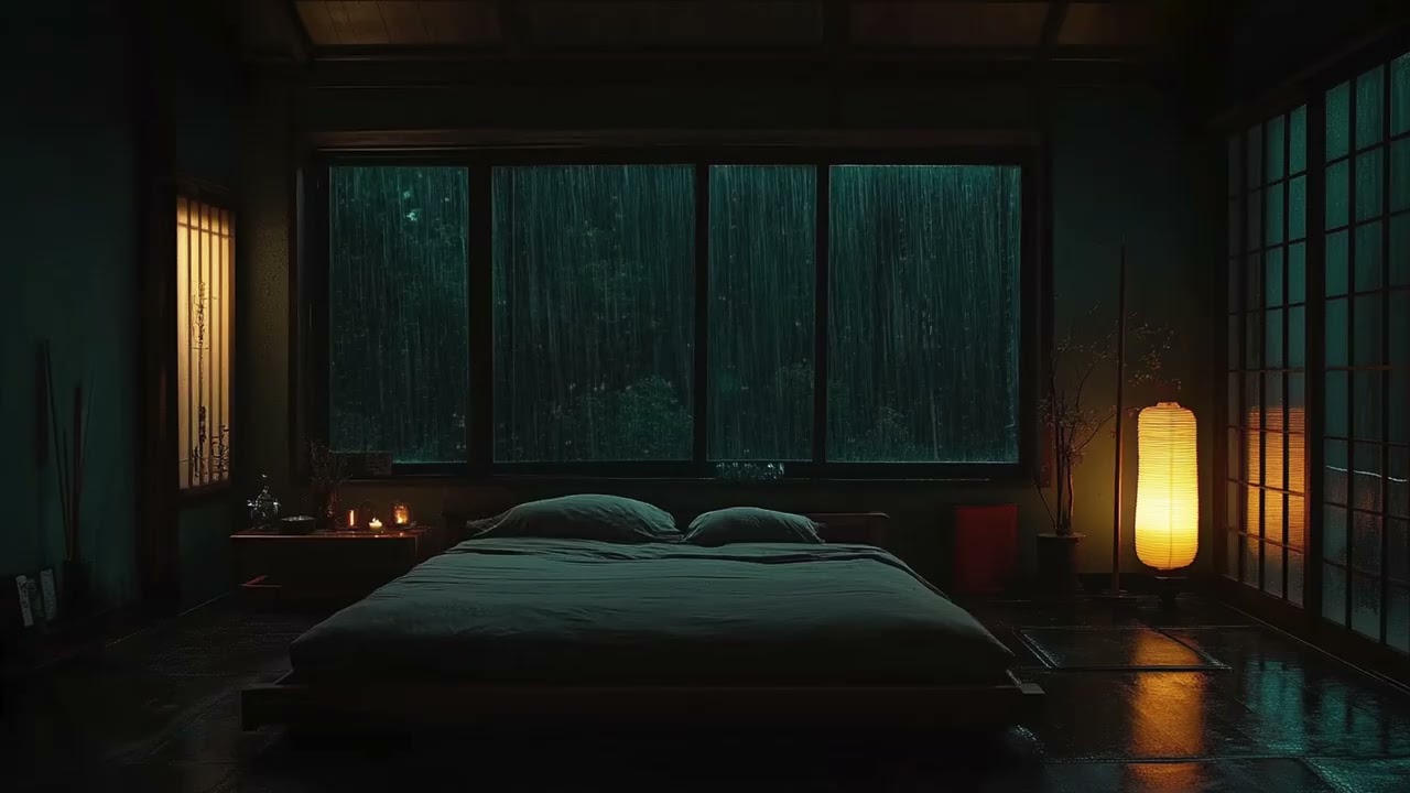 3 Hours Gentle Rain on Cabin Window 🌧 Dark Room Ambience for Deep Sleep (No Ads)