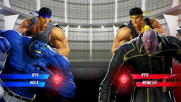 Ryu & Hulk VS Ryu & Nemesis (Very Hard) - Marvel vs Capcom | 4K UHD Gameplay