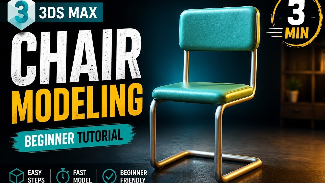 3DS Max Chair Modeling Tutorial for Beginners | Easy & Fast 3 Minute ...