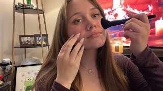asmr | giving myself personal attention (face touching + scratching + brushing)
