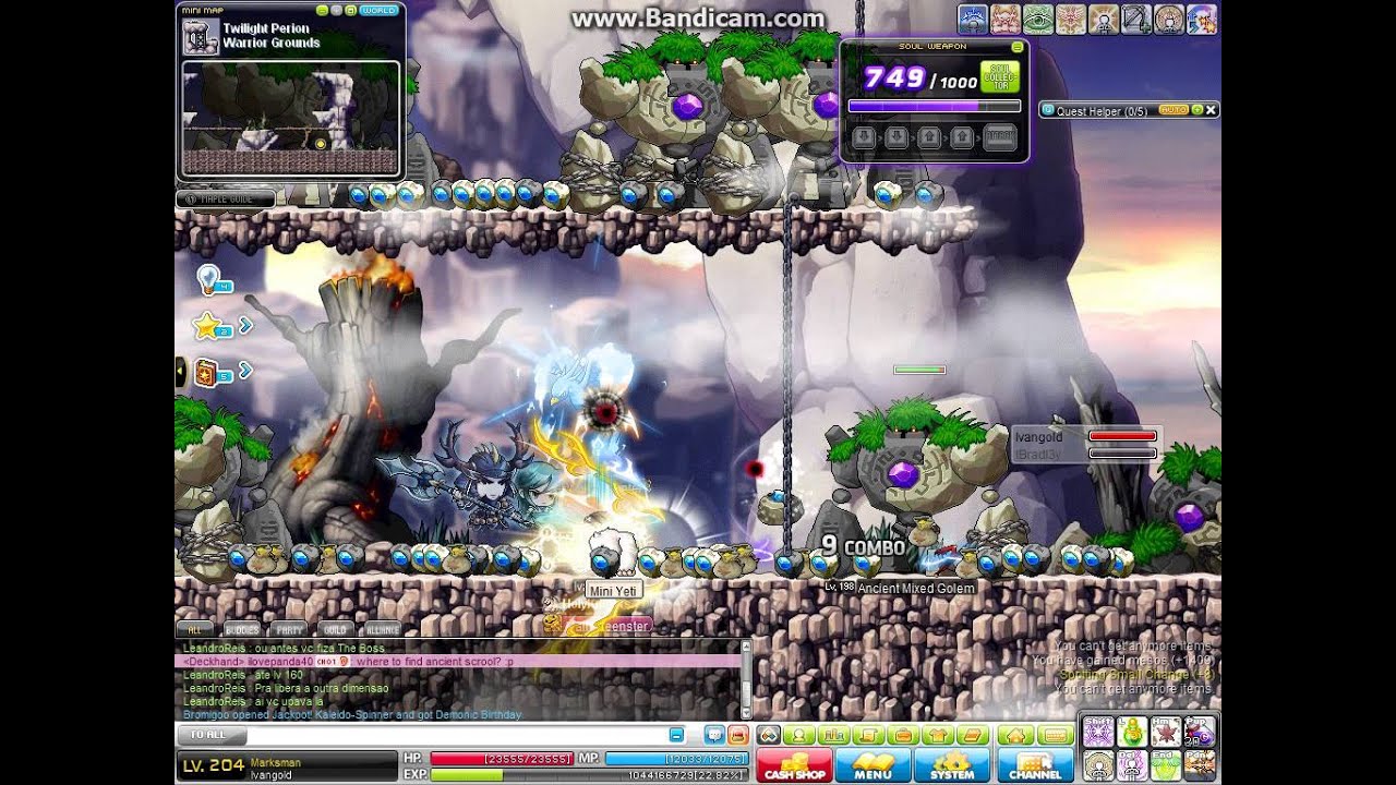 Maple Story marksman traninning at golems and Elite Monster!(future perion)