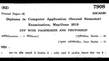 DCA (Second Semester) DTP WITH PAGEMAKER AND PHOTOSHOP May/June 2019