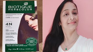 New Biotique Herbal Hair Color || Shade Brown 4N || Review and Demo with full information .