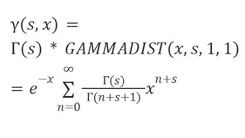 Lower Incomplete Gamma Function Cumulative GAMMADIST Taylor Maclaurin SERIESSUM LINEST POLYNOMIAL