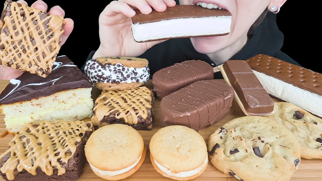 ASMR Chocolate Desserts & Ice Cream *Boston Cream Cake, Peanut Butter Brownie, Cookie Sandwich