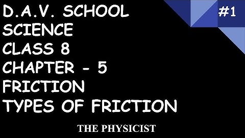 D.A.V. SCHOOL | CLASS 8 | SCIENCE | CHAPTER 5 | FRICTION | TYPES OF FRICTION |#1