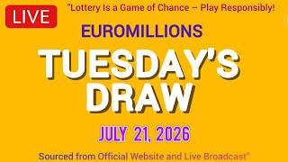 The National Lottery Euromillions Draw Live results from Tuesday 21 Jul 2026 | Euro Millions
