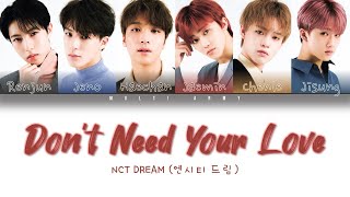 NCT DREAM (엔시티 드림) - DON'T NEED YOUR LOVE (Color Coded Lyrics Eng/Rom/Han/가사)