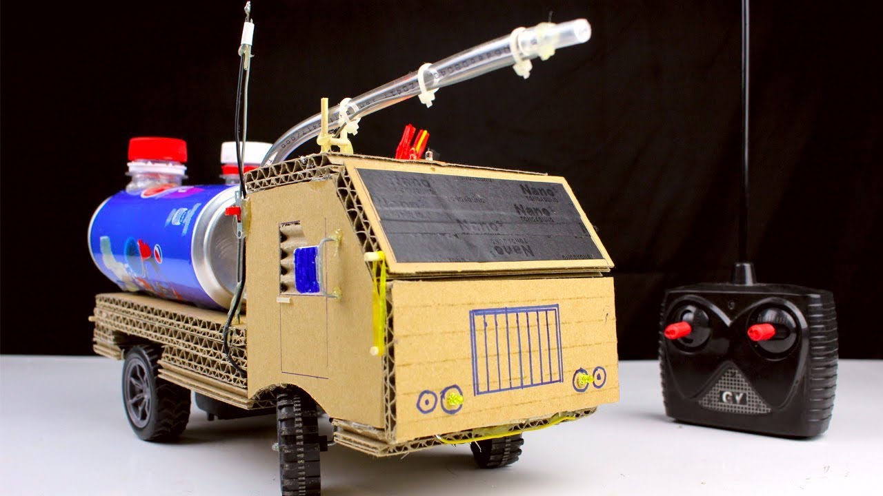 How To Make RC Fire Truck From Pepsi Cans And Cardboard Diy Remote 