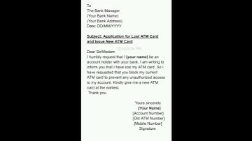 Application for Lost ATM Card | Application for issuing new ATM Card | Application for ATM Card