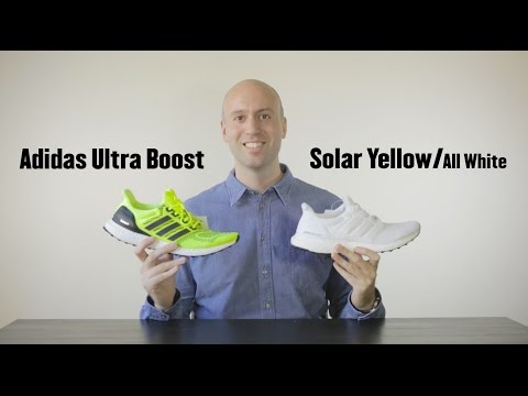 Adidas Ultra Boost Solar Yellow / White (Kanye West) comparison + review + unboxing + on-feet