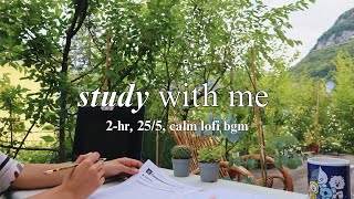 2Hour Study With Me  | Pomodoro 25/5, Lofi Music, outside study!