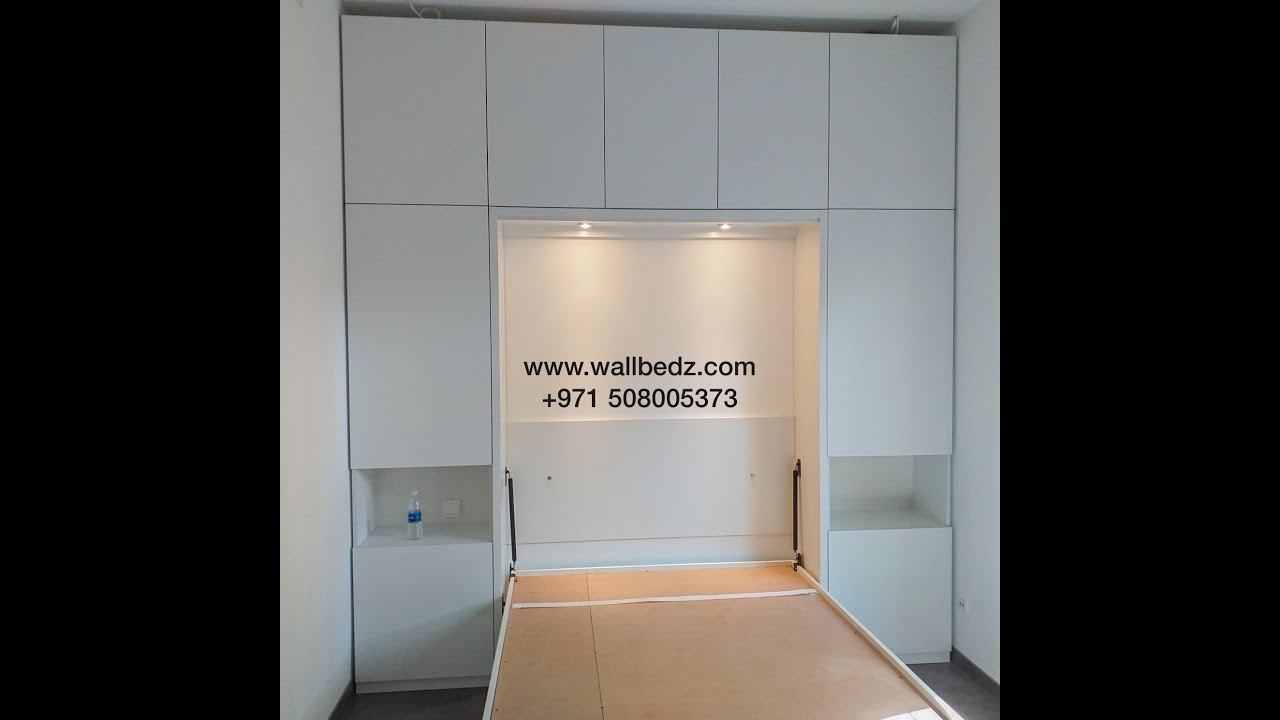 DOUBLE WALL BED WITH CUPBOARDS WALL BED DUBAI MURPHY BED YouTube