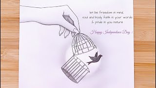 Freedom Bird / Independence day - Easy drawing for beginners/ New video - Farjana Drawing Academy screenshot 5