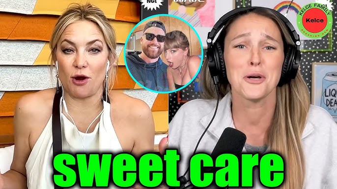 Kylie Kelce's Shocked Reaction When Kate Hudson Talks About Travis Kelce & Taylor Swift On Podcast - YouTube