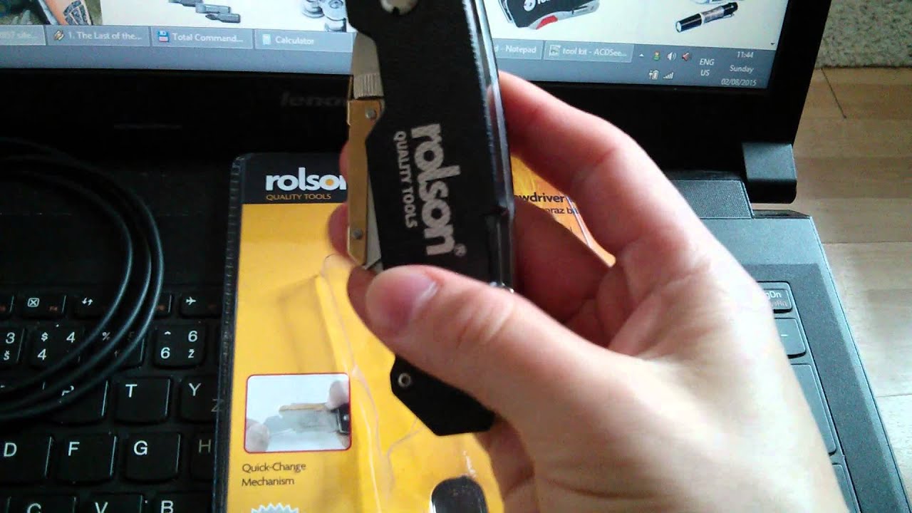 Rolson folding knife with screwdriver & bits 62857 - YouTube