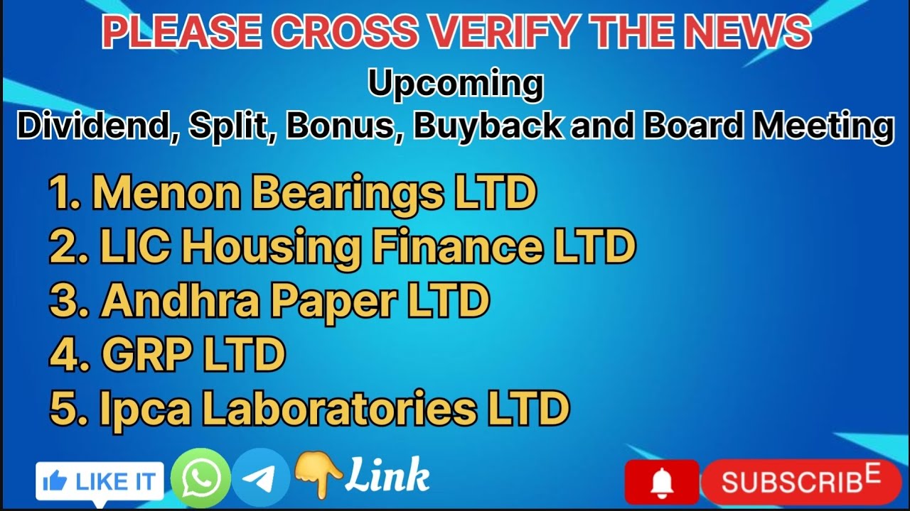 Menon Bearings | LIC Housing Finance | Andhra Paper | GRP LTD | Ipca Laboratories