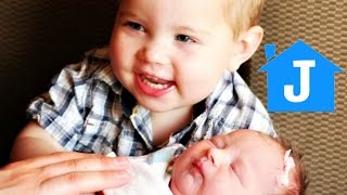 Caleb(1 years old) Meets NEWBORN BABY SISTER for the FIRST TIME!