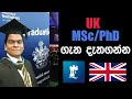 Applying for MSc/PhD in UK from Sri Lanka