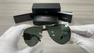 Versace 2150-Q 100271 Black-Gold-Havana Sunglasses