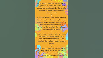 Define Simple Random Sampling