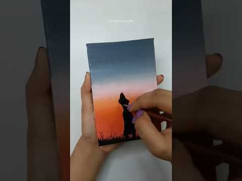 Silhouette Painting On Canvas| Acrylic Art | Aesthetic Art Video | She Draws | Shorts