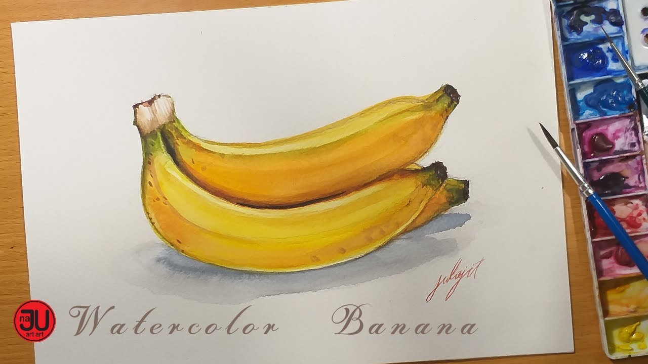 Watercolor Banana วาดรูปสีน้ำกล้วยหอม