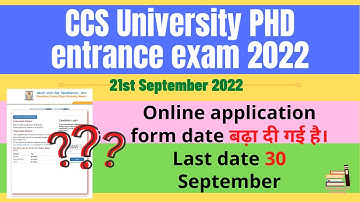 CCS University PhD Entrance Exam 2022-23  #ccs #phd | Application form last date changed || ABA ||