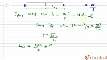 Three identical rods, each of length L, are joined to form a rigid equilateral triangle. Its rad...