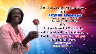 IN LOVING MEMORY OF ICYLIN THOMAS