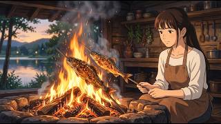 Lakeside Slow Living: Grilled Fish &amp; Cozy Night Routine | Ghibli Style ASMR