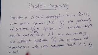 Lecture 12:Kraft's Inequality