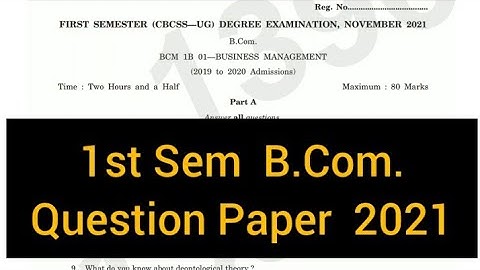 BUSINESS MANAGEMENT         |        1st Sem   B.Com.     Question Paper    2021  #calicut