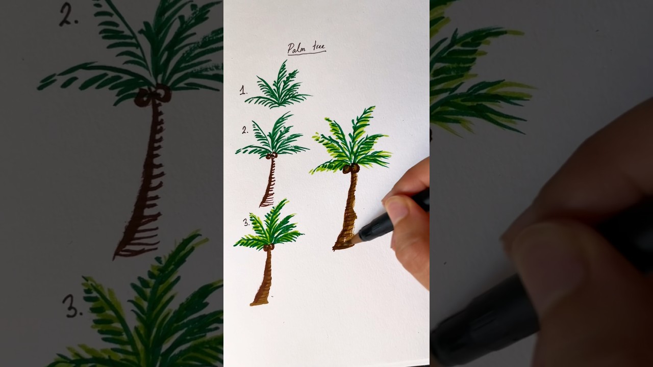 EASY PALM TREE DRAWING IDEA IN 5 MINS?!✨ 😩 😍 
