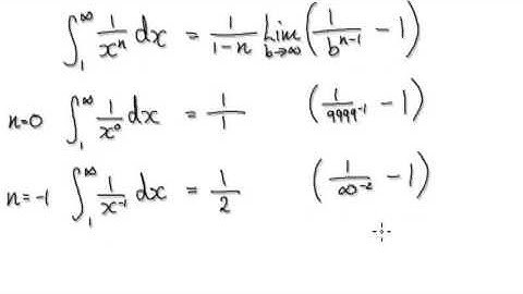 Video 2405 - Improper Integrals, 1/x^n from 1 to infinity (part 2/2)