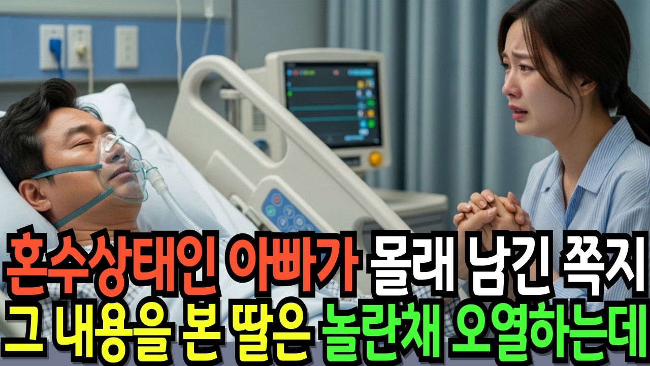 혼수상태인 아빠가 아무도 모르게 숨긴쪽지 그 내용을 본 딸은 놀란채 오열하는데ㅣ노후사연ㅣ감동사연ㅣ사연라디오ㅣ오디오북ㅣ