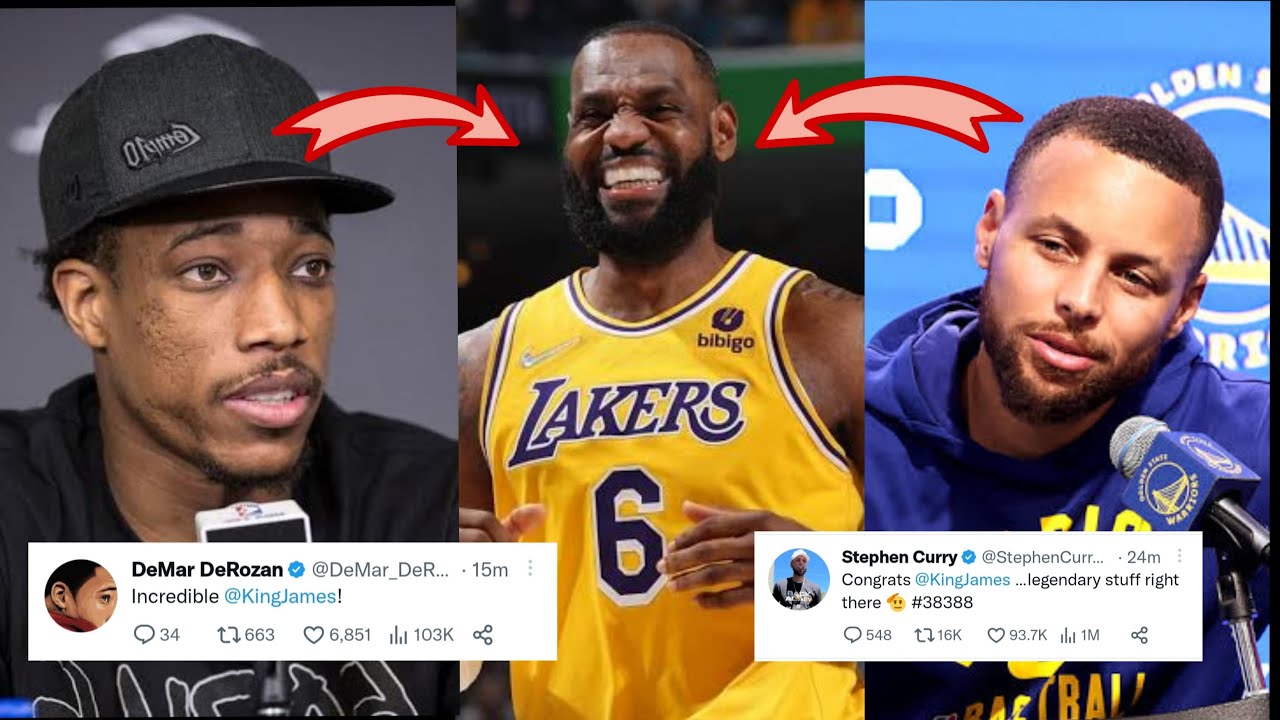 NBA PLAYERS & CELEBRITIES REACT TO LEBRON JAMES AS NEW ALL-TIME SCORING ...